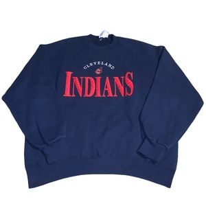 Vintage 90s Cleveland Indians Chalk Line Embroidered Crewneck Sweater